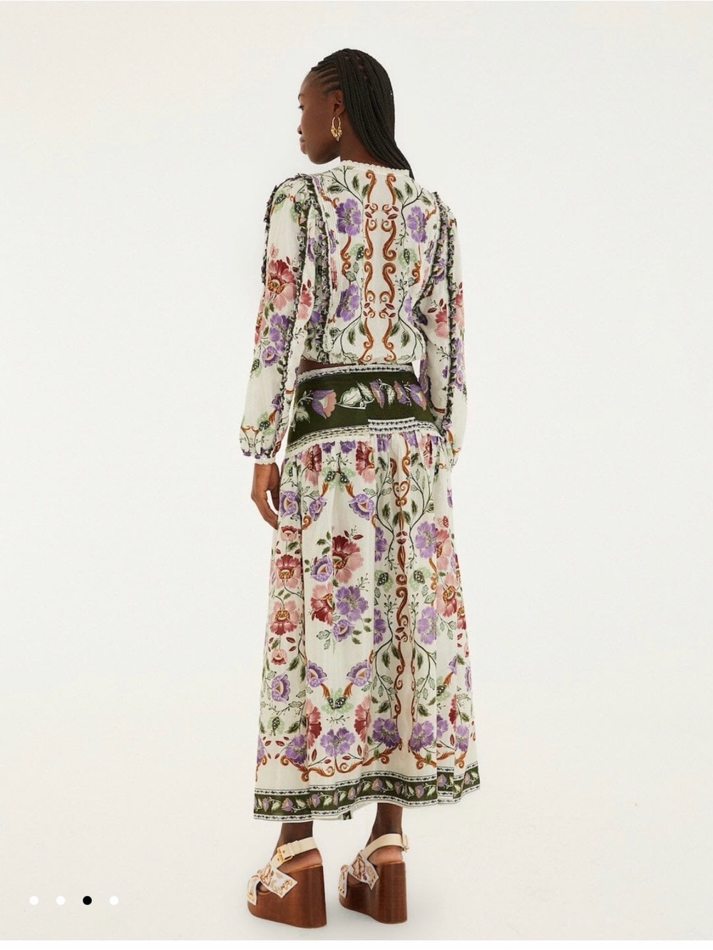 Farm Rio Floral Embroidered Two-Piece Set - Cream with Purple & Green - Picture 2 of 2
